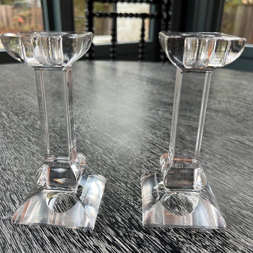 Pair Villeroy & Boch 1748 Siena Glass Crystal Candlesticks